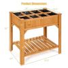 8-Grid Wood Elevated Garden Planter Box with Liner and Shelf