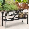 Steel Garden Bench with Adjustable Center Table