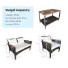 Patio Rattan Acacia Furniture Set with Cushions and Armrest