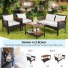 Patio Rattan Acacia Furniture Set with Cushions and Armrest