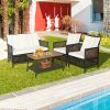 Rattan Furniture Set with 2-Tier Coffee Table