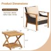 Wicker 2-Tier Side Table and Cushioned Armchairs