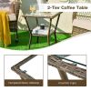 Hand-Woven PE Rattan Conversation Set with Tempered Glass Side Table