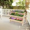 3-Tier Wooden Vertical Raised Garden Bed with Storage Shelf