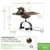 Antique Birdbath with Birds and Over Rail Bracket