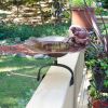 Antique Birdbath with Birds and Over Rail Bracket