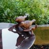 Antique Birdbath with Birds and Over Rail Bracket