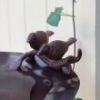 Birdbath with Birds and Wall Mount