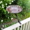 Red African Daisy Birdbath with Rail Mount Bracket
