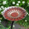 Red African Daisy Birdbath with Rail Mount Bracket