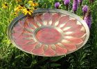 Red African Daisy Birdbath with Stake