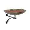 Red African Daisy Birdbath with Wall Mount Bracket