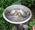 Three Hares Birdbath on Stake