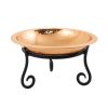 Hammered Copper Birdbath with Rim & Short Stand