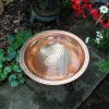 Hammered Copper Birdbath with Rim & Short Stand