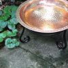 Hammered Copper Birdbath with Rim & Short Stand