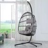 Grey Wicker Rattan & Aluminum Frame Hammock Egg Chair