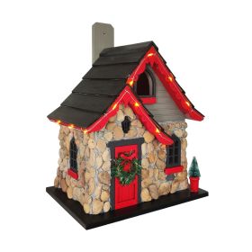 Charlevoix Stone Christmas Cottage with LED lights