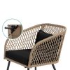 3-Piece Weave Wicker Bistro Set With Tempered Glass Side Table