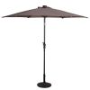 Tan Umbrella with Steel Pole Crank Tilt and Solar LED Lights