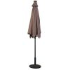 Tan Umbrella with Steel Pole Crank Tilt and Solar LED Lights
