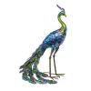 Metal Blue-Green Peacock Statue