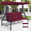 Burgundy 3-Seat Cushioned Canopy Swing Chair