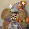 Metal Pumpkin Witch with Owl Figurine and Candy Holder