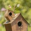 Large Double-Hole Bird House Stake with A-Frame Roof