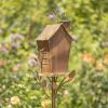 Large Double-Hole Bird House Stake with A-Frame Roof