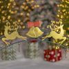 Christmas Stocking Holder Stand with Gold Bells and Reindeer