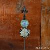 Ceramic Sailor Ball with Finial Iron Garden Stakes