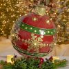 Oversized Metal Christmas Ball with LED Lights and Snowflakes