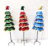 Set of 3 Assorted Colorful Santa Hat Wearing Christmas Tree Yard Stakes