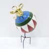 Multi-Colored Christmas Ball Ornament Metal Garden Stake
