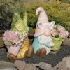 Set of 2 Assorted Spring Garden Gnomes with Planters