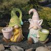 Set of 2 Assorted Spring Garden Gnomes with Planters
