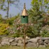 Prague Iron Dark Green Porcelain Birdhouse on Stake