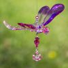 Set of 6 Three-Tone Hanging Acrylic Dragonfly Ornaments with Flowers in Assorted Colors