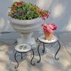 "Marisol" Set of 2 Round Iron Mosaic Plant Stands