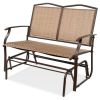 2 Seater Mesh Patio Gliding Loveseat with Armrests