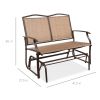 2 Seater Mesh Patio Gliding Loveseat with Armrests