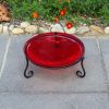 14" Crackled Glass Birdbath with Short Stand II