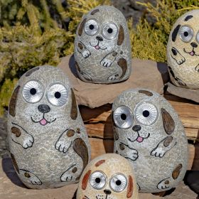 Solar "Rock" Dogs with Light Up Eyes (Color: Antique Gray)