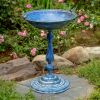 Tall Round Pedestal Birdbath with Bird Details