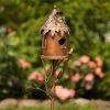 Country Style Iron Birdhouse Stake with Varying House Shapes