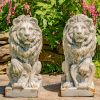 "Harold & Leo": Pair of Lion Sentry Statues with Fleur-De-Lis