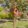 Antique Copper Finished Iron Birdhouse Stake, Varying Roofs