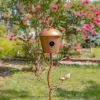 Antique Copper Finished Iron Birdhouse Stake, Varying Roofs