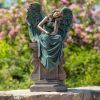 "Nicole Alyse": Magnesium Angel Statue Sitting on Pillar